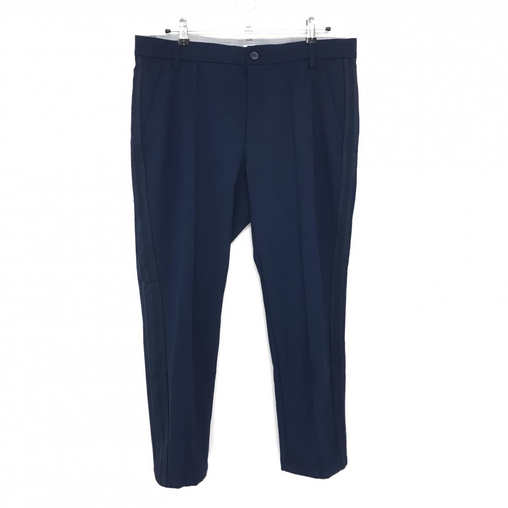 【美品】アディダス パンツ ネイビー ストレッチ ウエスト内側ゴム サイド3ライン メンズ 96 ゴルフウェア adidas