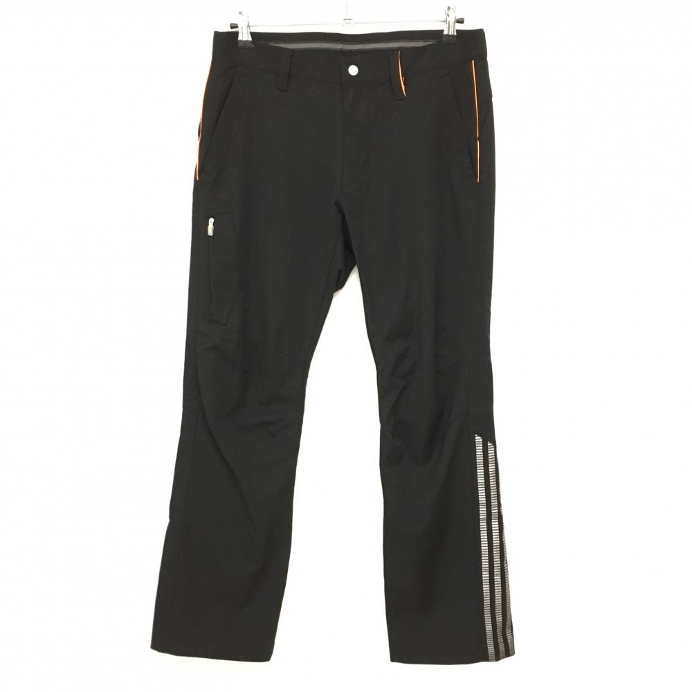 【超美品】アディダス パンツ 黒×蛍光オレンジ 後ろ立体ロゴ 裾3ライン メンズ 82 ゴルフウェア adidas