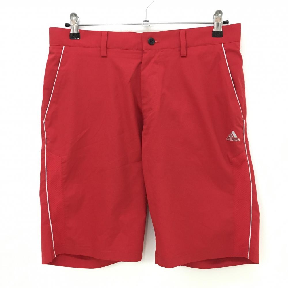 【超美品】アディダス ハーフパンツ レッド サイドメッシュ パイピング メンズ 82 ゴルフウェア adidas