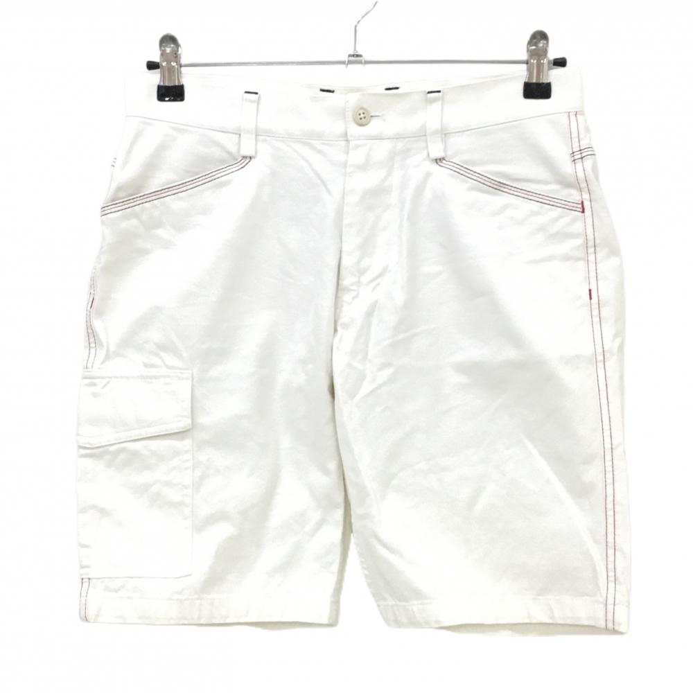 【美品】アディダス ハーフパンツ 白×レッド ステッチ メンズ M/M ゴルフウェア adidas