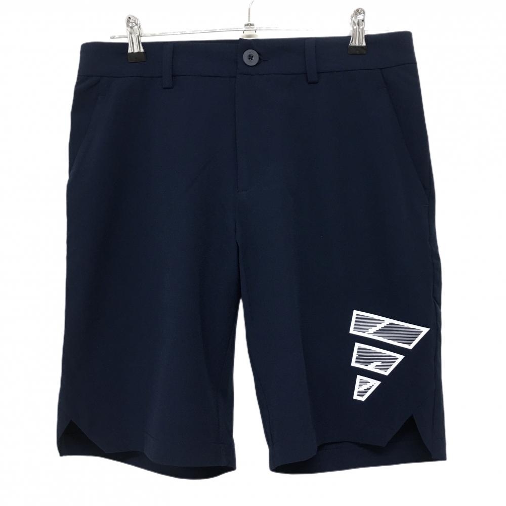 【超美品】アディダス ハーフパンツ ネイビー×白 織生地 プリント メンズ 85 ゴルフウェア 2023年モデル adidas