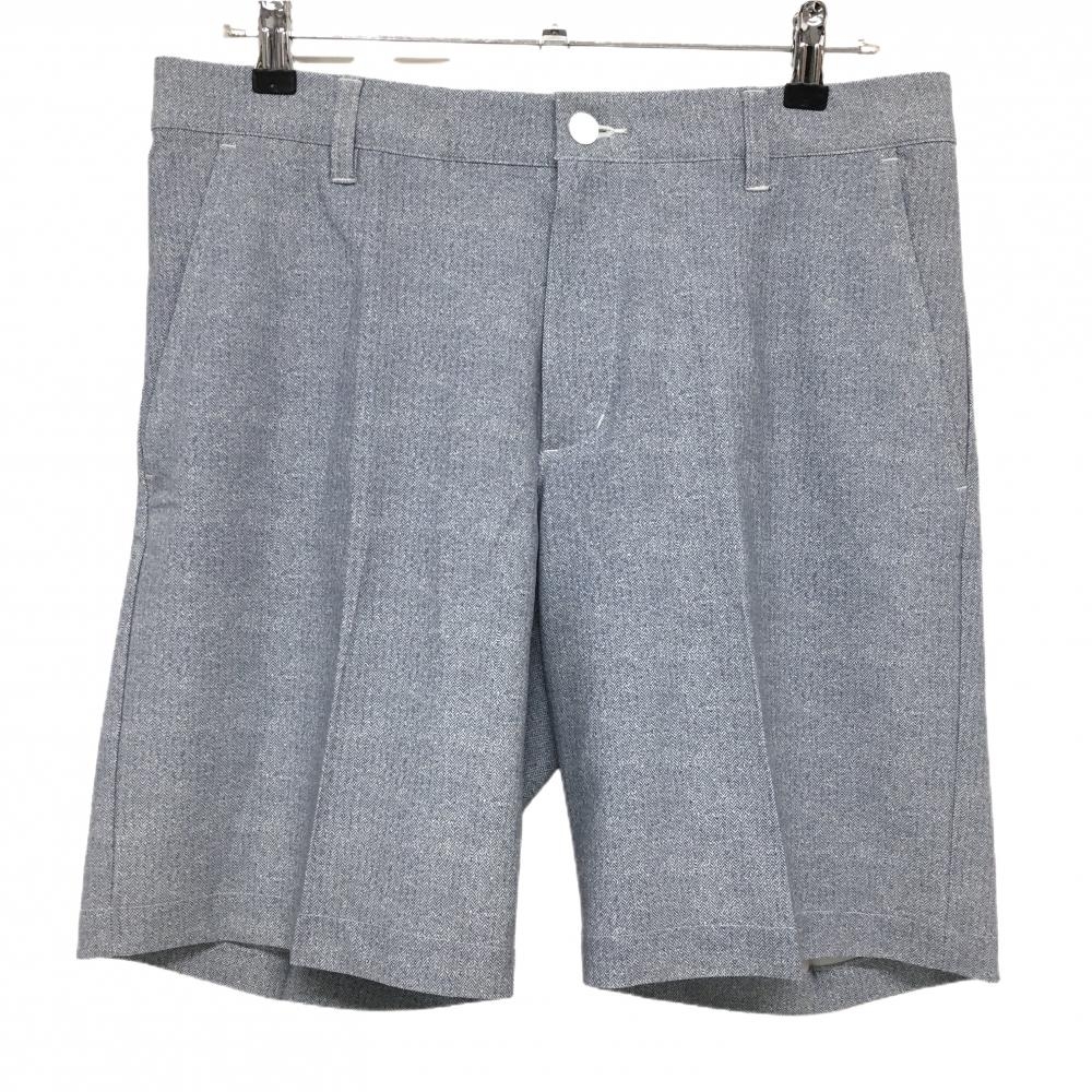 【超美品】アディダス ハーフパンツ ネイビー×白 ヘリンボーン ストレッチ ウエスト内側ゴム メンズ 85 ゴルフウェア 2023年モデル adidas