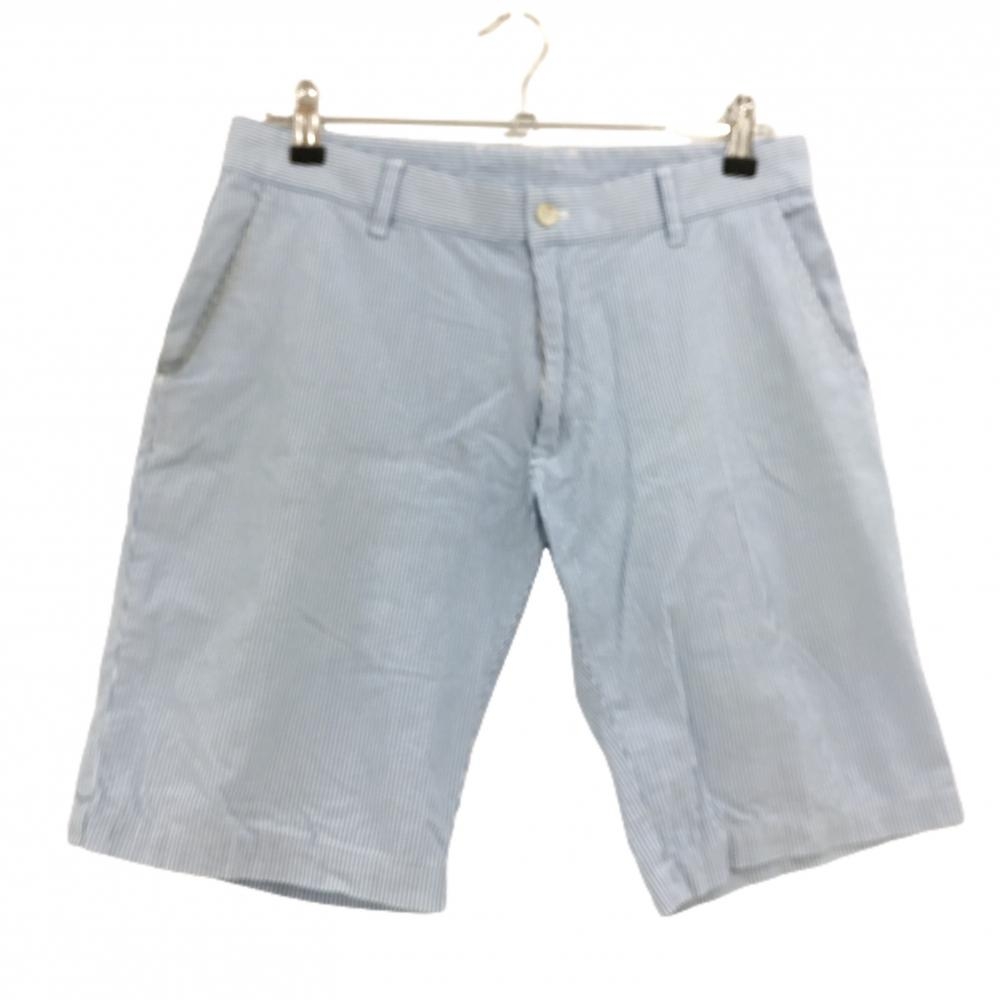 アディダス ハーフパンツ ライトブルー×白 細ストライプ メンズ L/G ゴルフウェア adidas