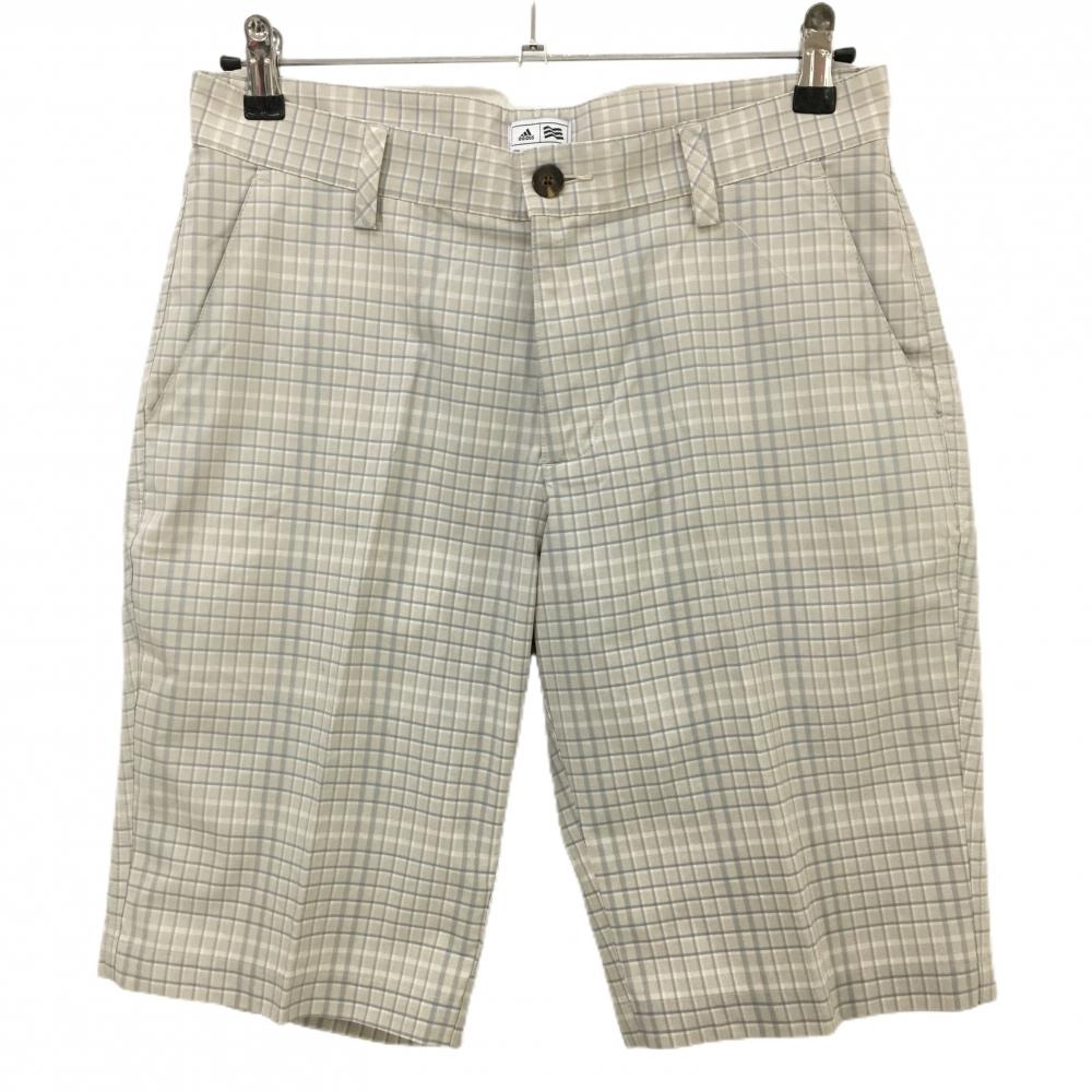 アディダス ハーフパンツ ベージュ×グレー チェック メンズ M/M ゴルフウェア adidas