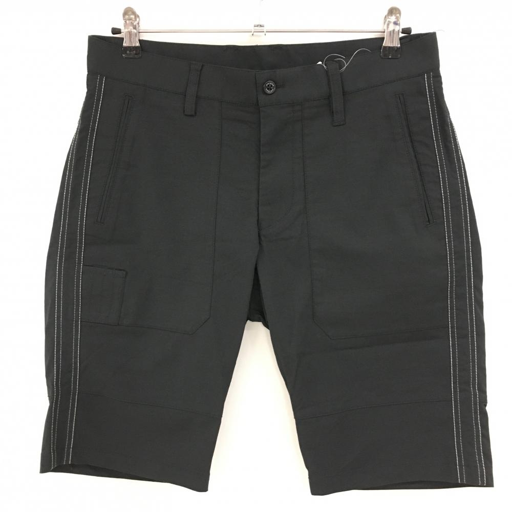 【新品】アディダス ハーフパンツ 黒 ストレッチ UVケア ティー装着可 メンズ L/G ゴルフウェア adidas