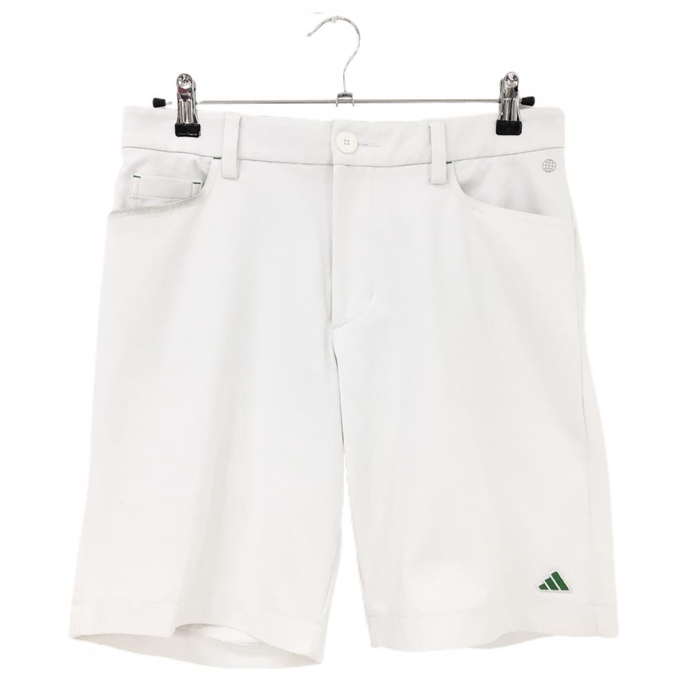 アディダス ハーフパンツ 白×グリーン 刺しゅうワッペン  メンズ 82 ゴルフウェア adidas
