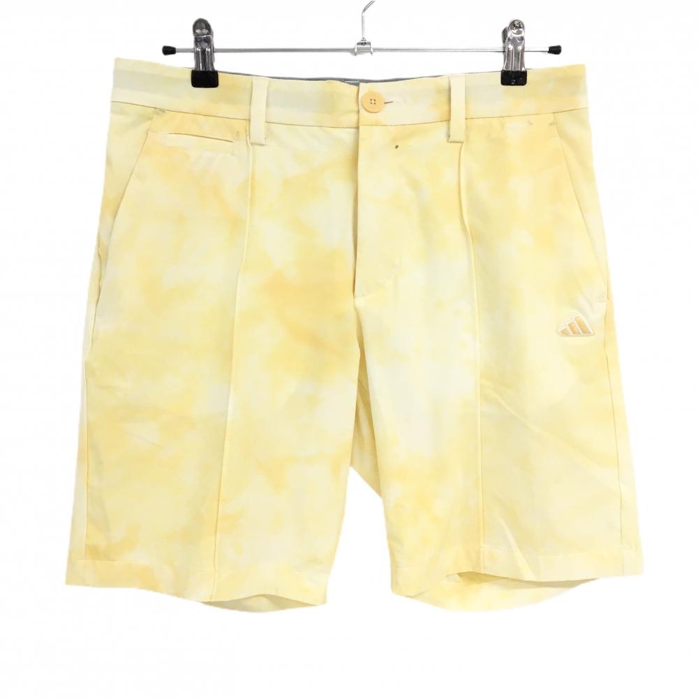 アディダス ハーフパンツ イエロー系 総柄 ロゴ ストレッチ メンズ 85 ゴルフウェア adidas