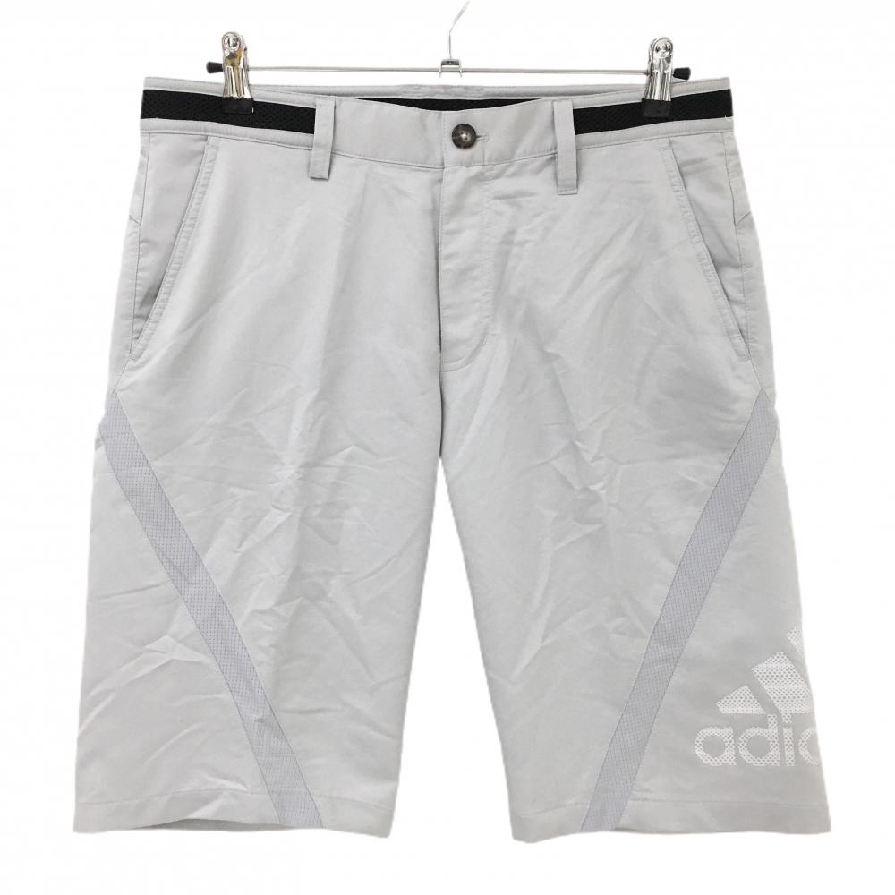 【超美品】アディダス ハーフパンツ グレー×黒 裾ロゴプリント  メンズ L/G ゴルフウェア adidas