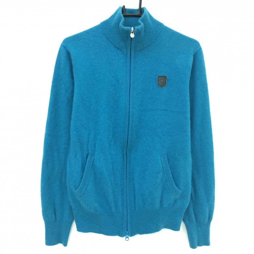 【美品】アドミラル ニットジャケット ブルー カシミア100％ ダブルジップ メンズ L ゴルフウェア Admiral