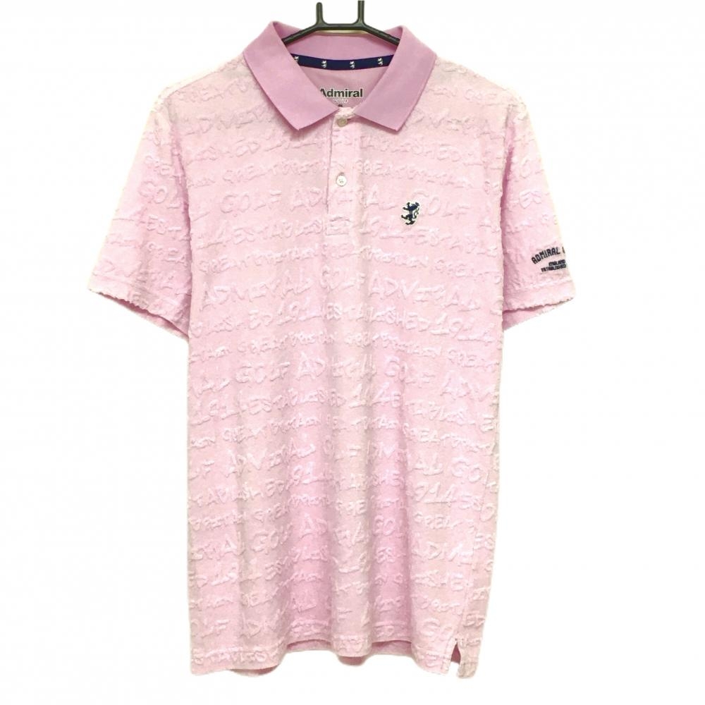 アドミラル 半袖ポロシャツ ピンク パイル地 ロゴ総柄 メンズ LL ゴルフウェア Admiral