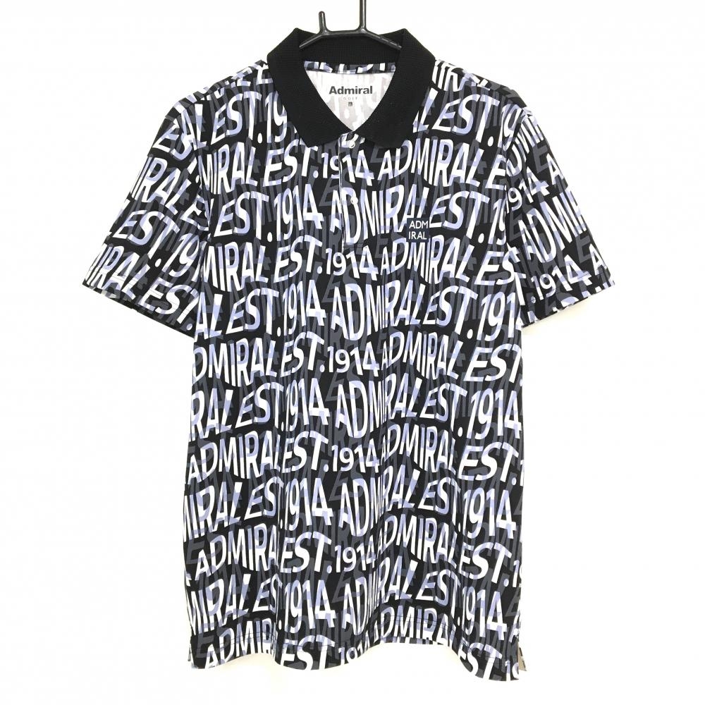 【超美品】アドミラル 半袖ポロシャツ ダークネイビー×白×ライトブルー系  メンズ LL ゴルフウェア 2023年モデル Admiral