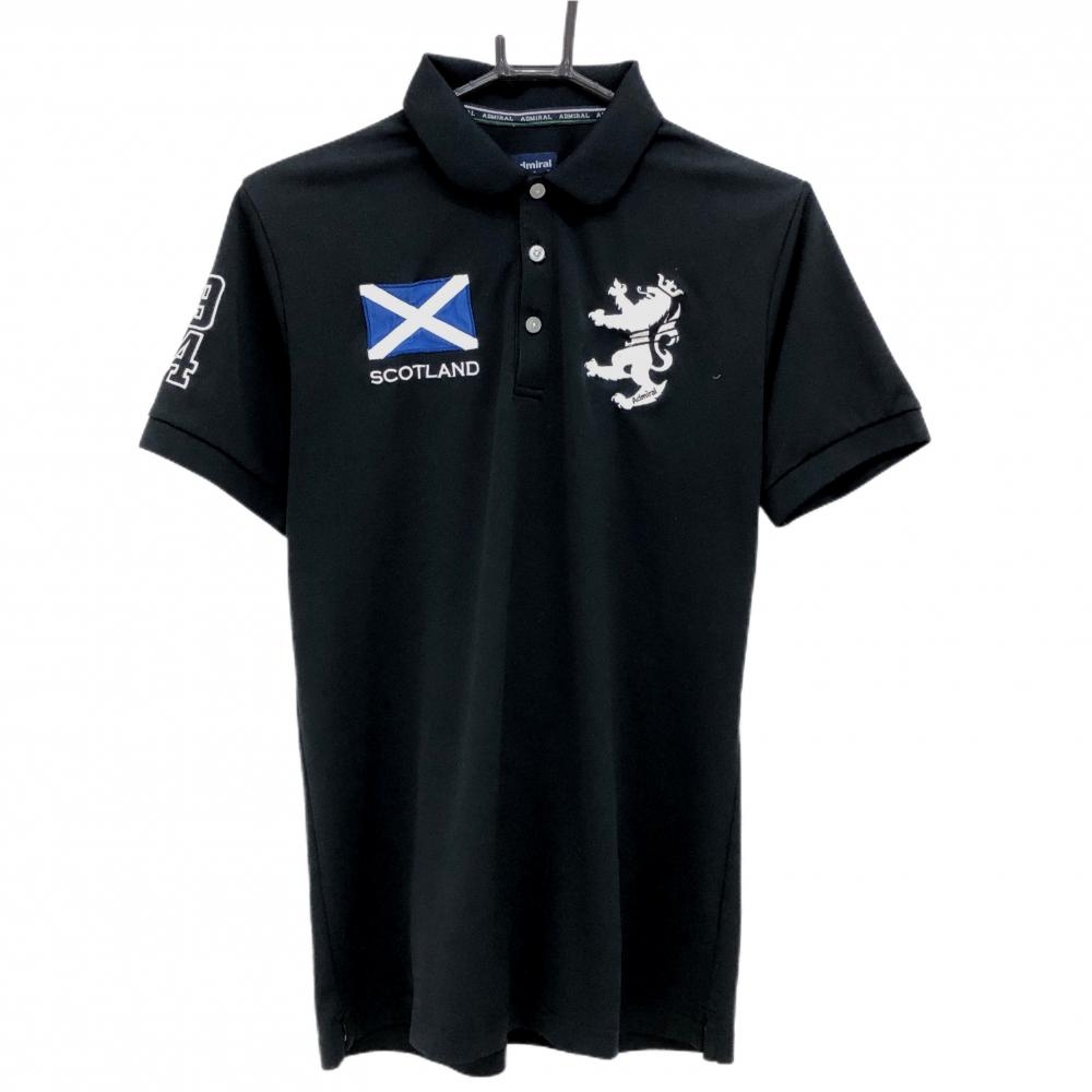 アドミラル 半袖ポロシャツ 黒×白 ロゴ刺しゅう  メンズ LL ゴルフウェア Admiral