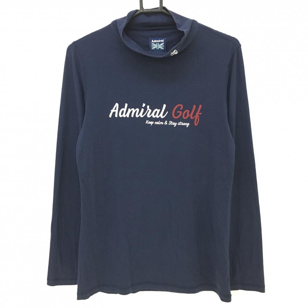 アドミラル 長袖ハイネックシャツ ネイビー ネックロゴ 表微起毛 メンズ L ゴルフウェア Admiral