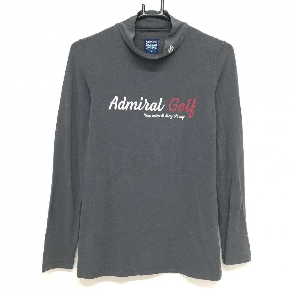 【美品】アドミラル 長袖ハイネックシャツ グレー 微起毛 ストレッチ インナー  メンズ M ゴルフウェア Admiral
