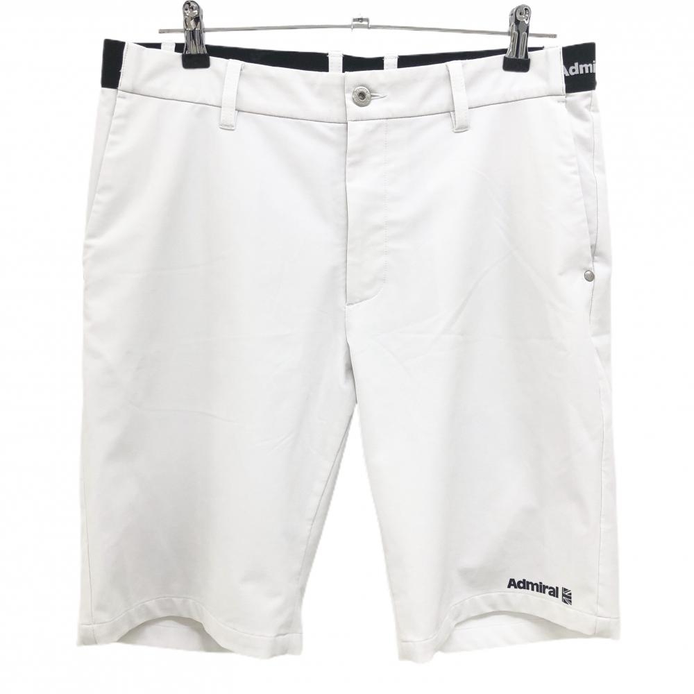 【美品】アドミラル ハーフパンツ 白×黒 ウエストロゴ シンプル ストレッチ   メンズ LL ゴルフウェア Admiral