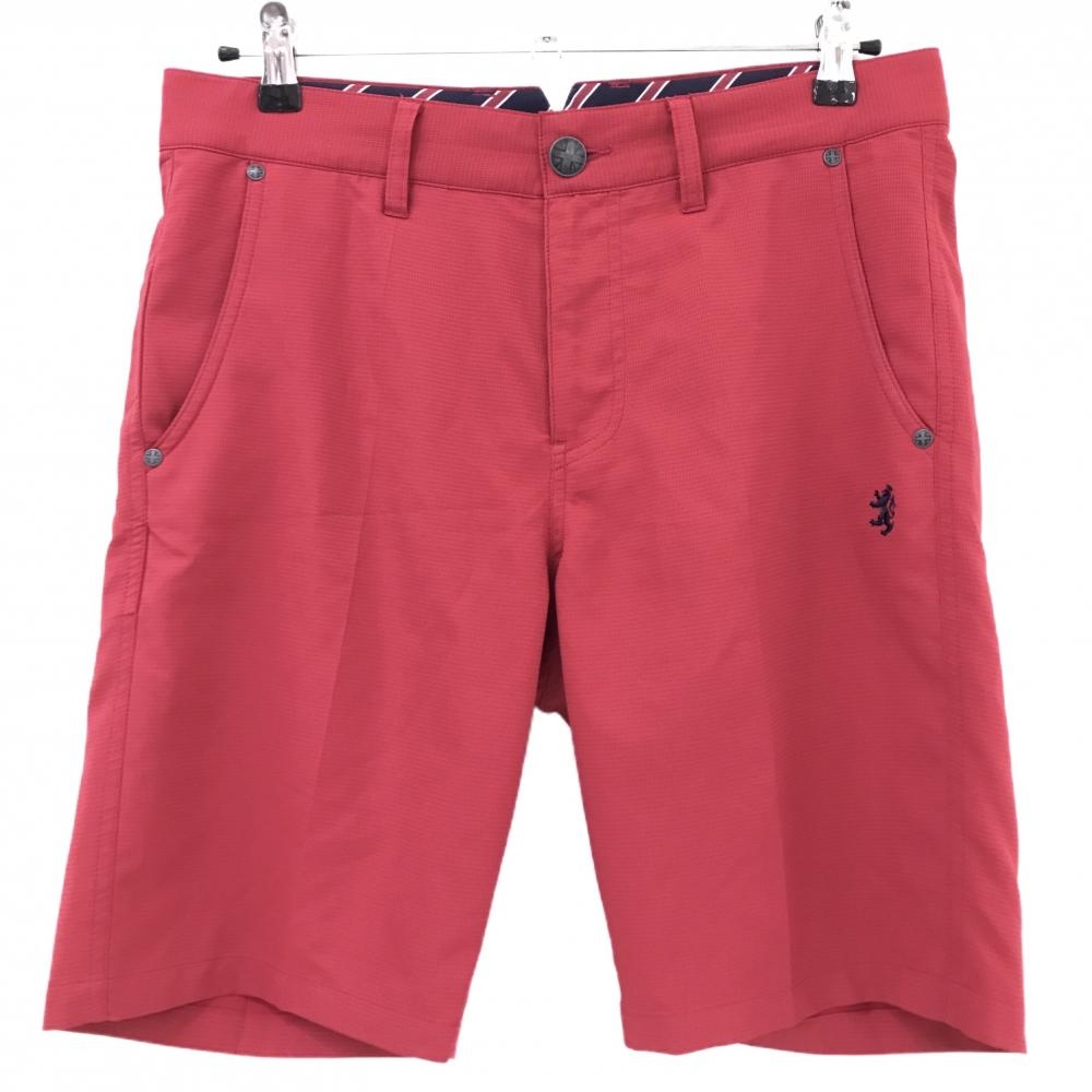 【超美品】アドミラル ハーフパンツ レッド 細格子柄地模様 ロゴネイビー メンズ L ゴルフウェア Admiral