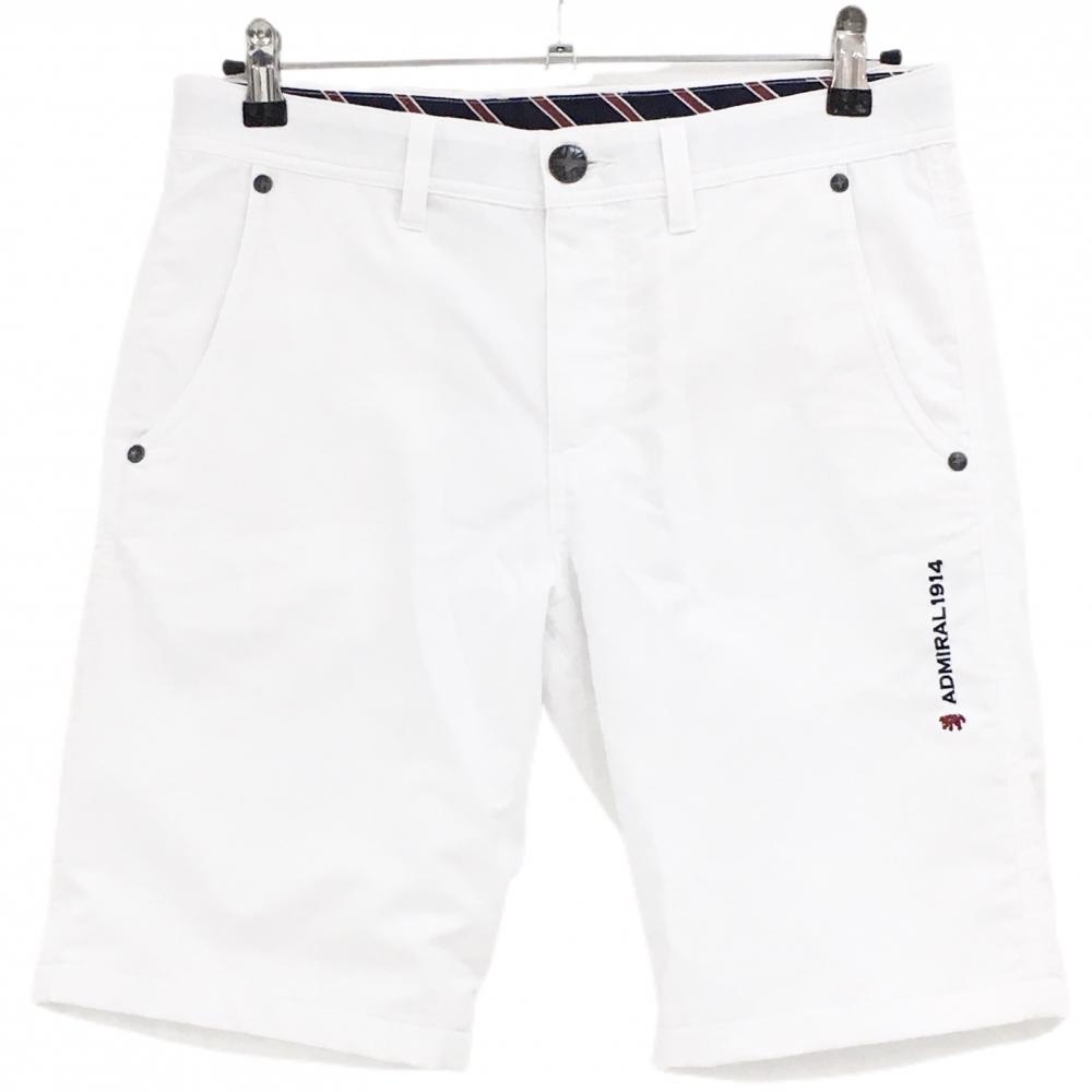 【美品】アドミラル ハーフパンツ 白 ストレッチ メッシュ裏地付 メンズ M ゴルフウェア Admiral