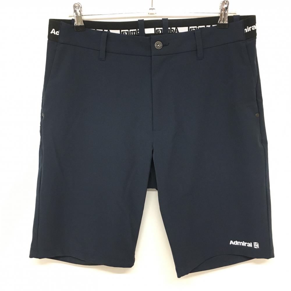 【超美品】アドミラル ハーフパンツ ネイビー×白 ウエストロゴ ストレッチ メンズ LL ゴルフウェア Admiral