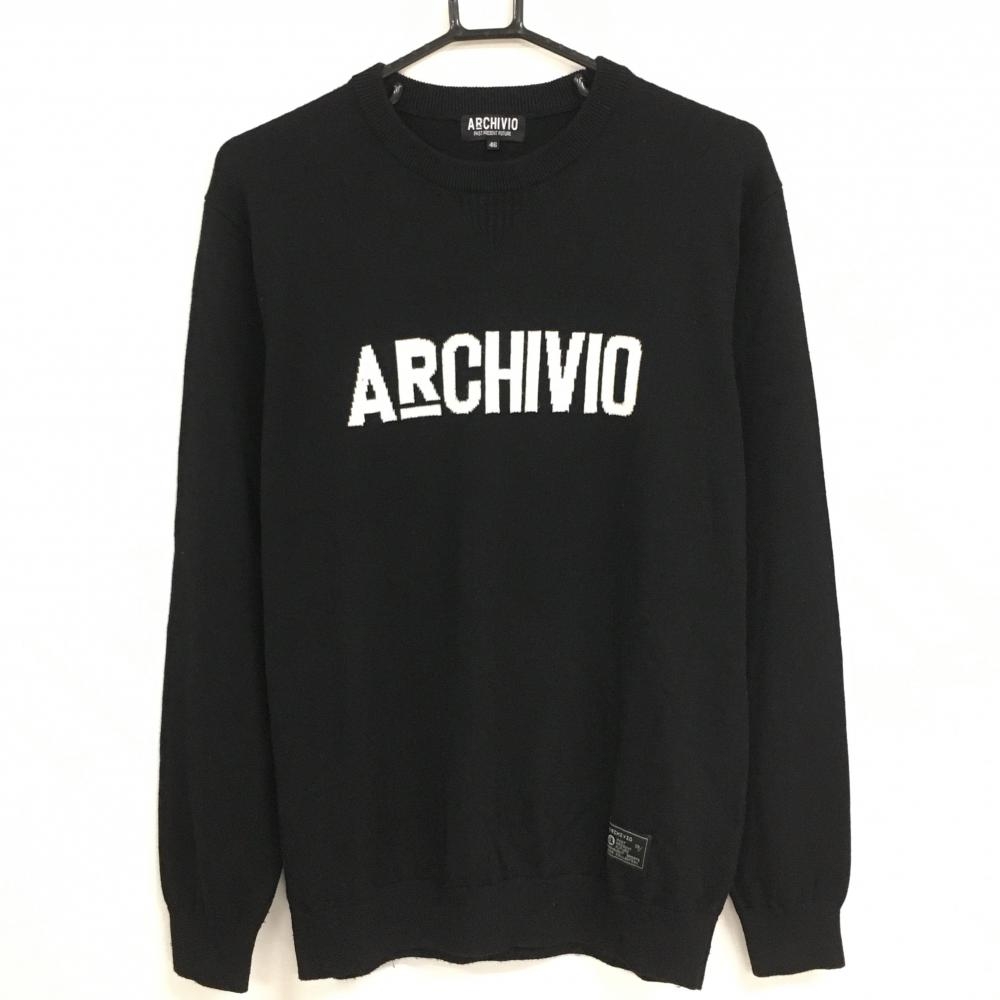 【美品】アルチビオ セーター 黒×白 ニット ウール混  メンズ 46(M) ゴルフウェア 2022年モデル archivio