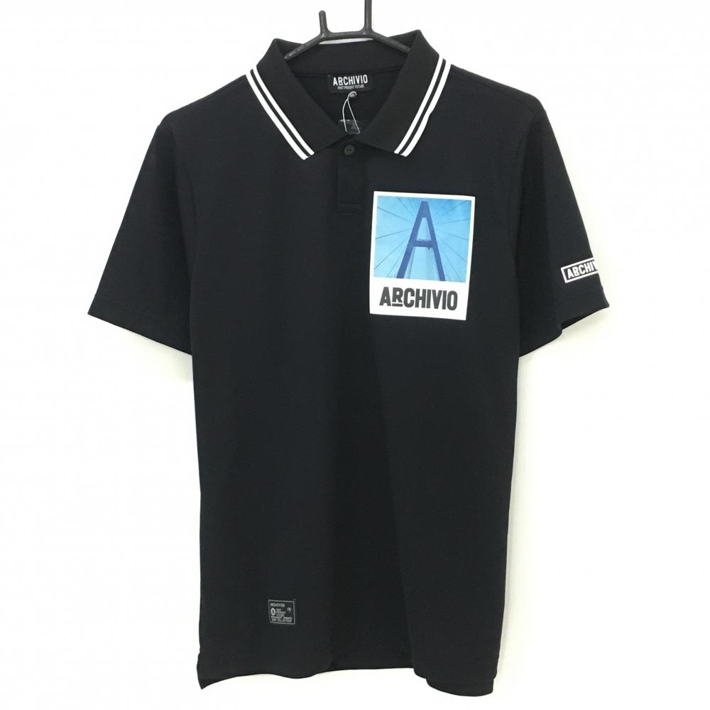 【新品】アルチビオ 半袖ポロシャツ 黒×白 DRYMSTER 襟ライン メンズ 46 ゴルフウェア archivio