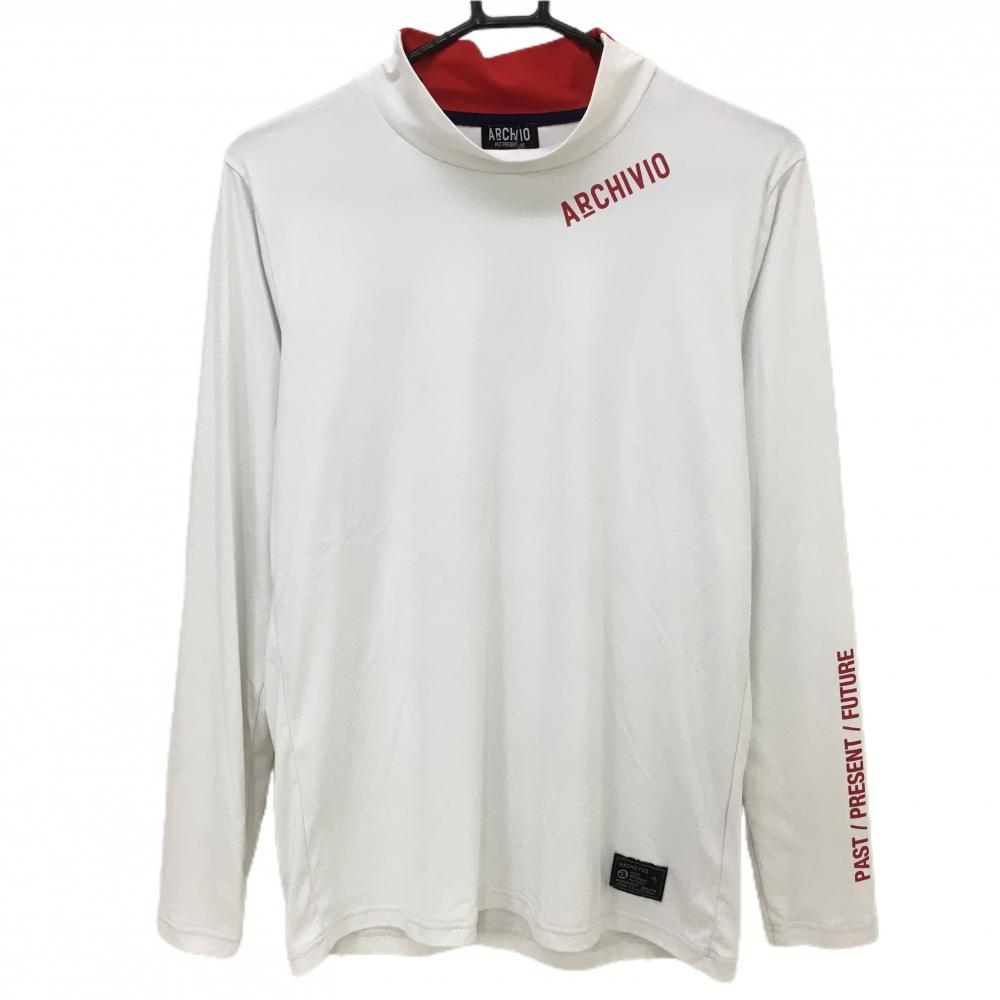 【美品】アルチビオ ハイネックインナーシャツ 白×レッド ロゴプリント  メンズ 46(M) ゴルフウェア 2022年モデル archivio