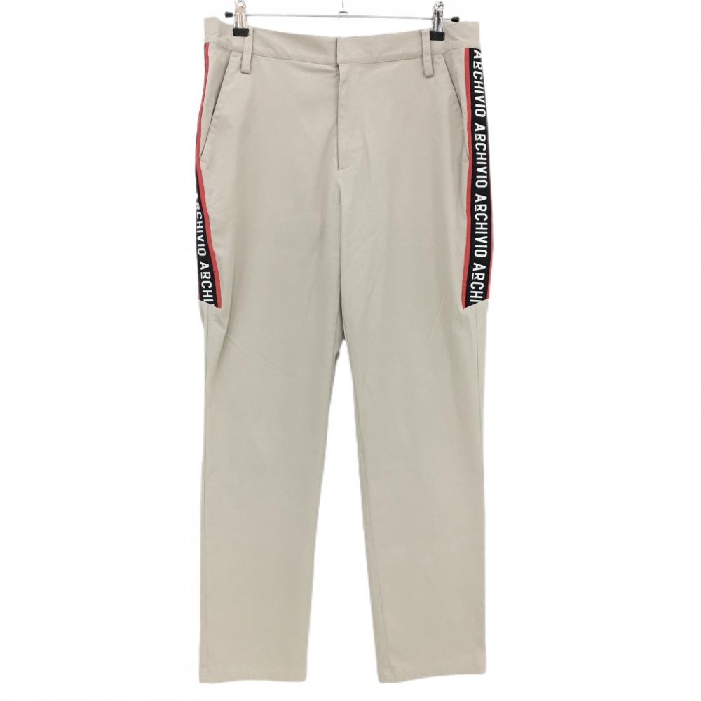 アルチビオ パンツ ベージュ×黒×レッド サイドロゴライン ストレッチ メンズ 50 ゴルフウェア archivio
