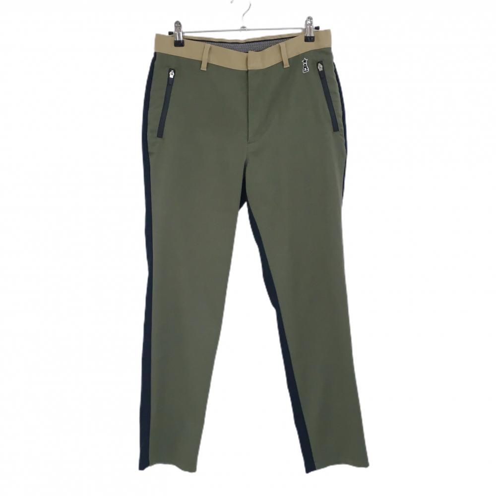 【美品】アルチビオ パンツ カーキ×黒 切替 ジップポケット メンズ 48(L) ゴルフウェア archivio