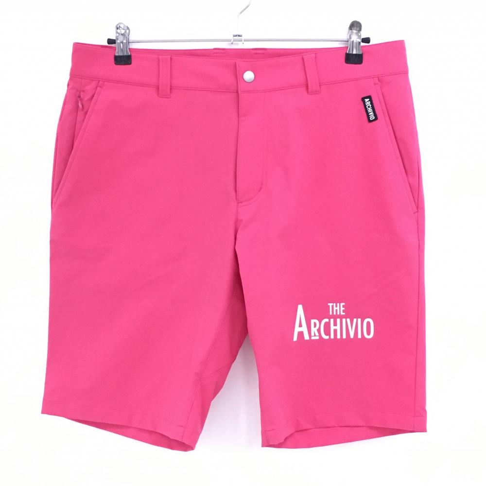【新品】アルチビオ ハーフパンツ ピンク×白 ロゴプリント ストレッチ メンズ 50(XL) ゴルフウェア 2024年モデル archivio