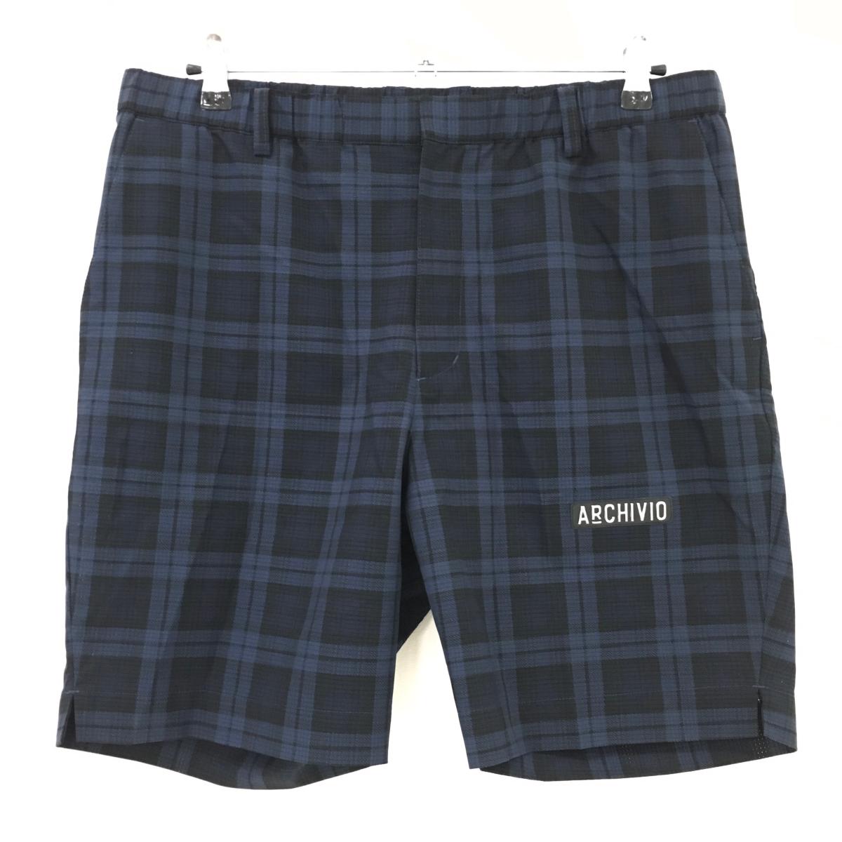 アルチビオ ハーフパンツ ダークネイビー×ネイビー チェック ストレッチ ウエストゴム メンズ 50(XL) ゴルフウェア 2025年モデル archivio