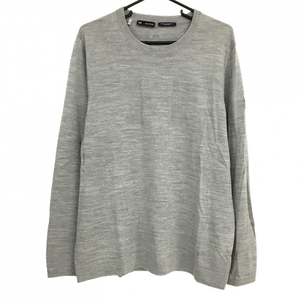 【超美品】アンダーアーマー セーター グレー ウール混 ニット メンズ XXL/TTG/EEG ゴルフウェア UNDER ARMOUR
