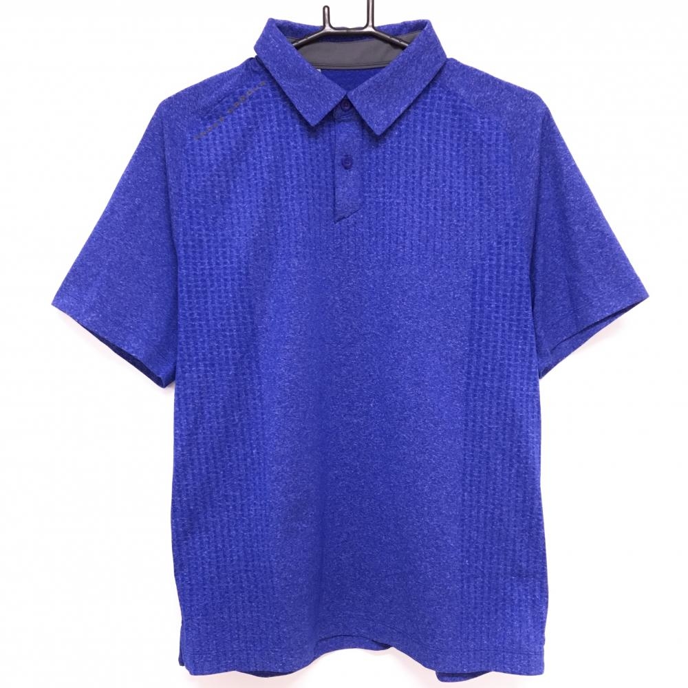 【超美品】アンダーアーマー 半袖ポロシャツ ブルー 胸元ロゴ 一部織生地  メンズ LG/G/G ゴルフウェア UNDER ARMOUR