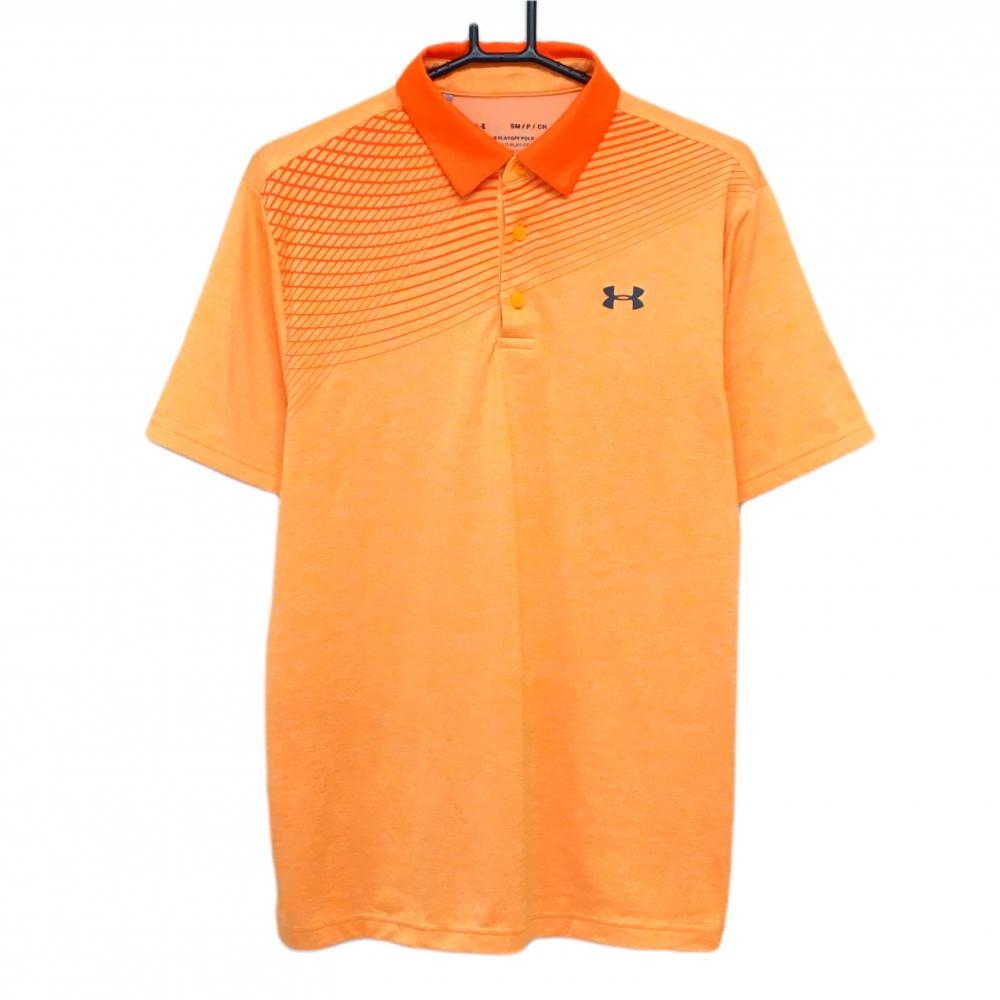 アンダーアーマー 半袖ポロシャツ ライトオレンジ×オレンジ ロゴダークグレー メンズ SM/P/CH ゴルフウェア UNDER ARMOUR