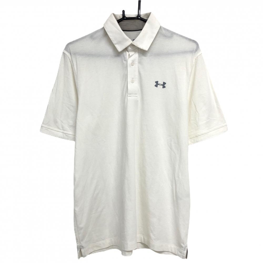 アンダーアーマー 半袖ポロシャツ 白 ロゴグレー メンズ MD/M/M ゴルフウェア UNDER ARMOUR