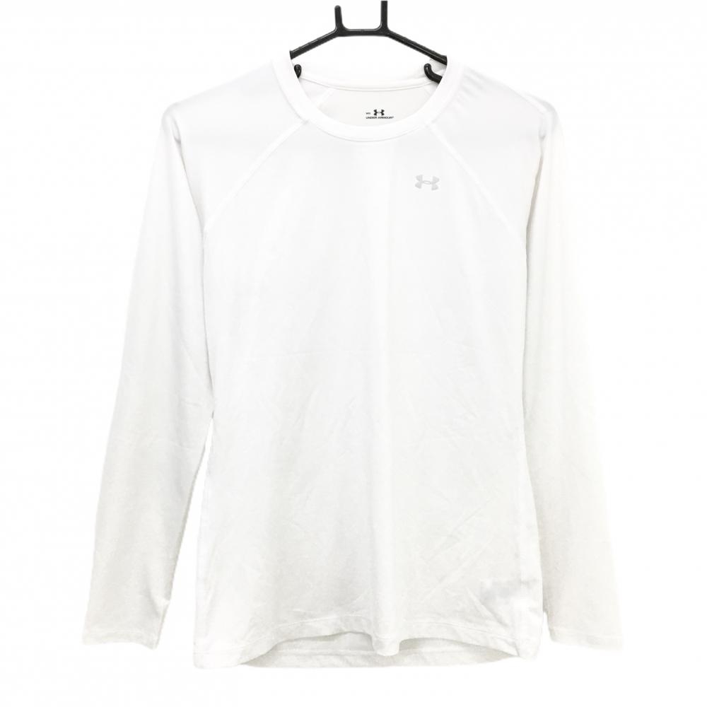 【美品】アンダーアーマー インナーシャツ 白 ロゴ メンズ MD ゴルフウェア UNDER ARMOUR