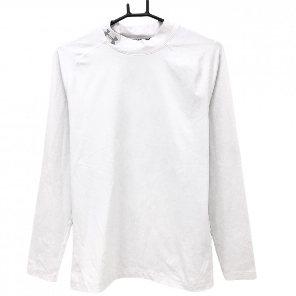 【美品】アンダーアーマー インナーシャツ 白×ライトグレー 総柄  メンズ MD/M/M ゴルフウェア UNDER ARMOUR