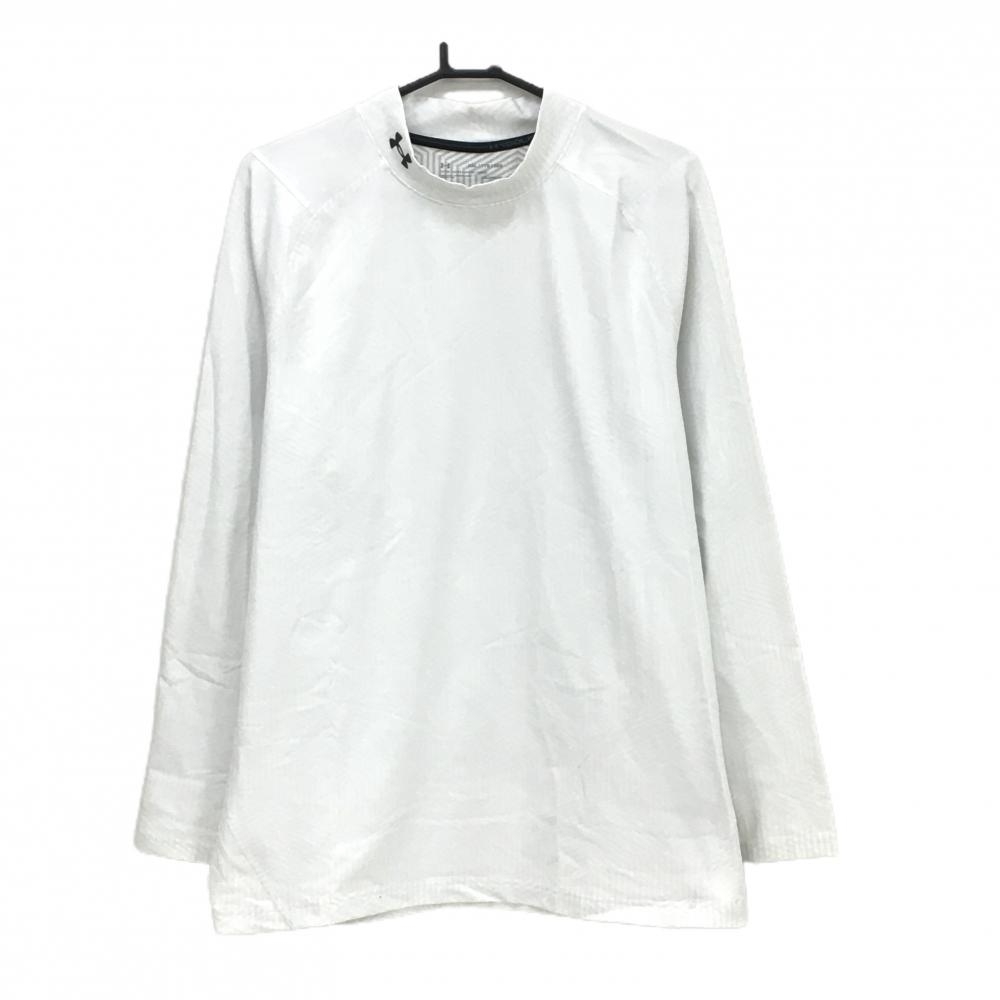 アンダーアーマー ハイネックインナーシャツ 白 ネックロゴ 裏微起毛 メンズ XXL ゴルフウェア 大きいサイズ UNDER ARMOUR