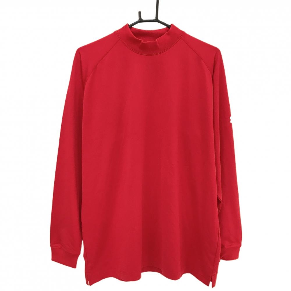 【美品】アンダーアーマー 長袖ハイネックシャツ レッド ロゴ白 メンズ LG ゴルフウェア サンプル品 UNDER ARMOUR