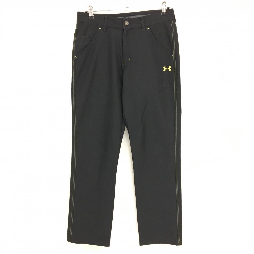 アンダーアーマー パンツ 黒×イエロー ロゴ刺しゅう メンズ 79 ゴルフウェア UNDER ARMOUR