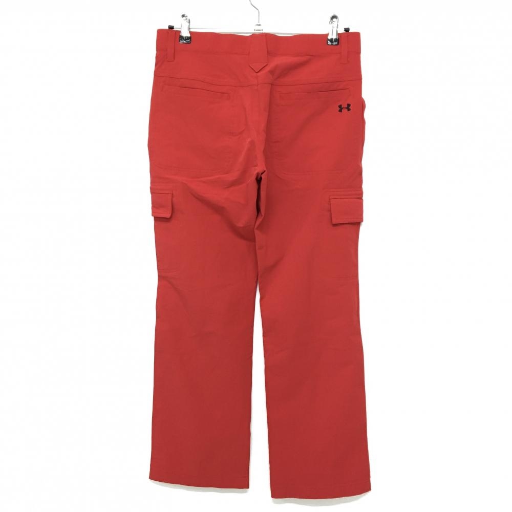 【美品】アンダーアーマー カーゴパンツ レッド ロゴブラック ストレッチ メンズ 76 ゴルフウェア UNDER ARMOUR