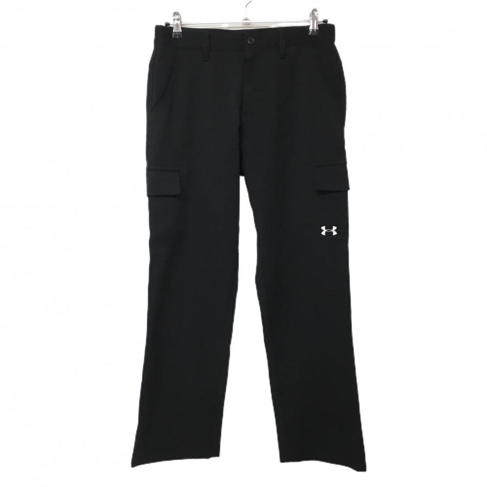 【超美品】アンダーアーマー カーゴパンツ 黒 地模様 シンプル メンズ 76 ゴルフウェア UNDER ARMOUR