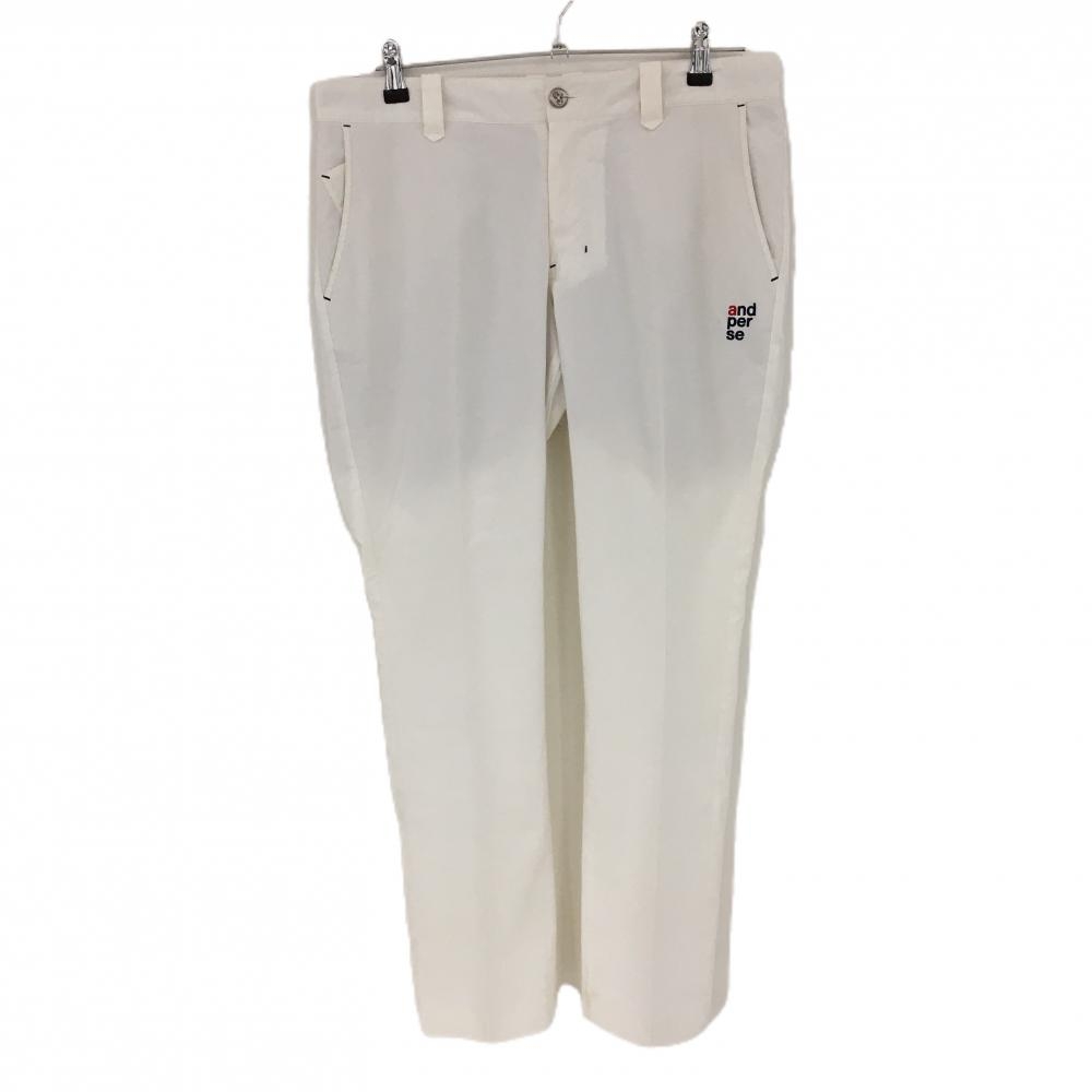 アンパスィ パンツ 白 ギザギザ地模様 裏地メッシュ メンズ 85 ゴルフウェア and per se