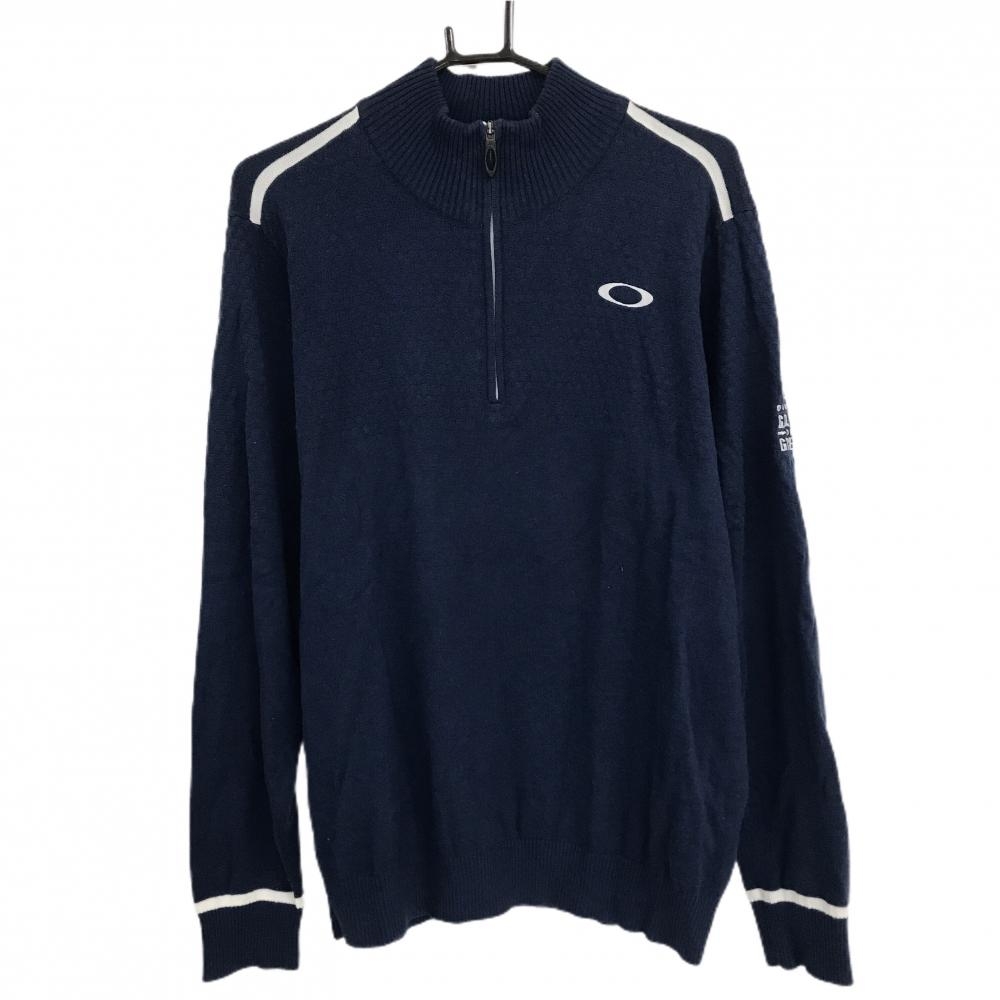 オークリー ハイネックセーター ネイビー ハーフジップ ニット  メンズ XXL ゴルフウェア Oakley