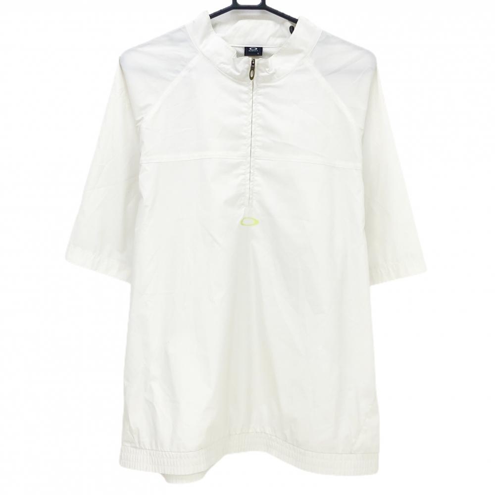 オークリー 半袖スニード アイボリー ハーフジップ 裏メッシュ ブルゾン 裾ゴム伸び メンズ L ゴルフウェア Oakley