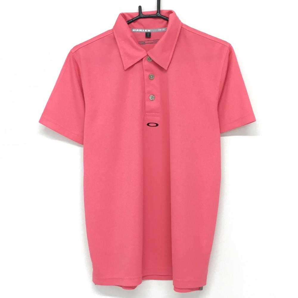【美品】オークリー 半袖ポロシャツ ピンク ロゴ刺しゅう  メンズ SM ゴルフウェア Oakley 画像