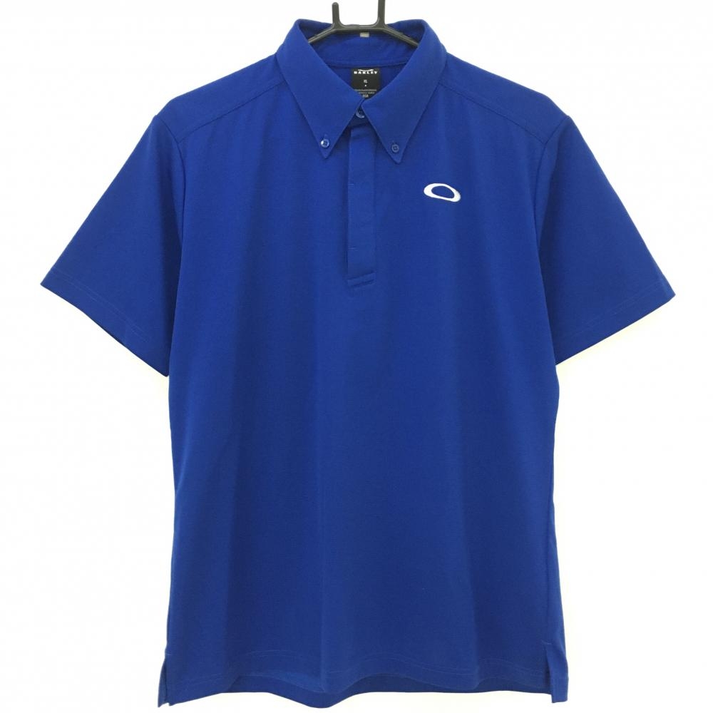 【超美品】オークリー 半袖ポロシャツ ブルー ロゴ刺しゅう メンズ XL ゴルフウェア Oakley