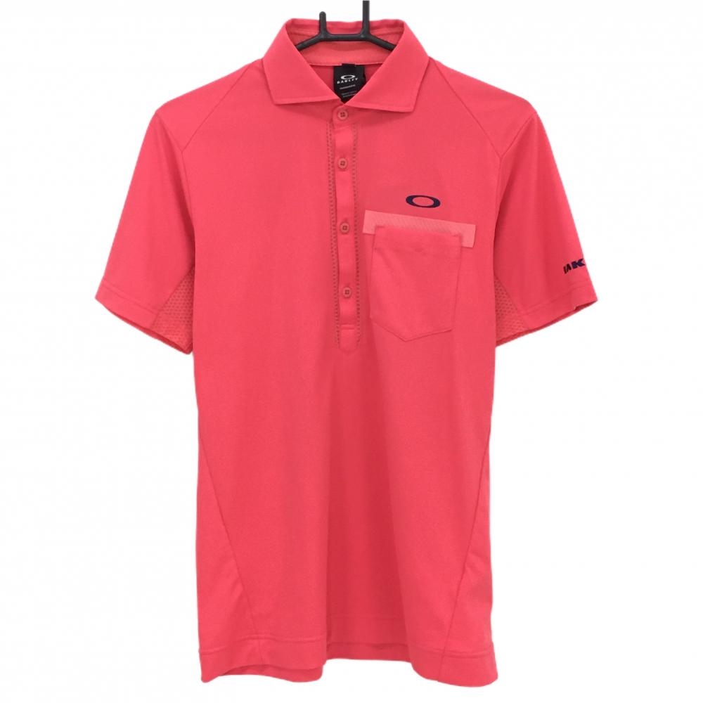 【新品】オークリー 半袖ポロシャツ ピンク 一部メッシュ 吸汗速乾 遮熱 メンズ M ゴルフウェア Oakley