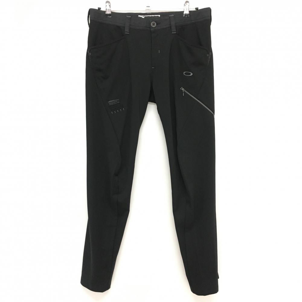 【美品】オークリー パンツ 黒×グレー ロゴ刺しゅう ティー装着可 メンズ 34 ゴルフウェア Oakley 画像