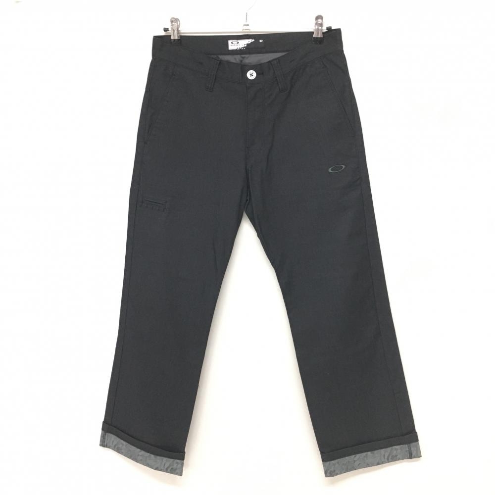 【超美品】オークリー パンツ 黒×グレー 裾裏・ロゴ・ポケット総柄 ストレッチ メンズ 32 ゴルフウェア Oakley