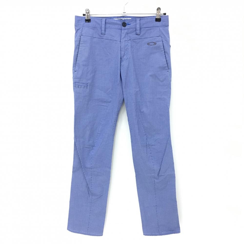 オークリー パンツ ブルー×白 チェック柄 ロゴ刺しゅう メンズ 31 ゴルフウェア Oakley