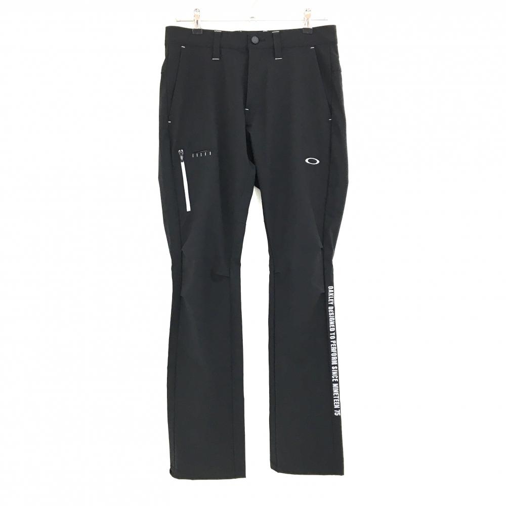 【美品】オークリー パンツ 黒 ロゴグレー ティー装着可 メンズ 31 ゴルフウェア Oakley